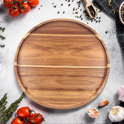 Round Decorative Tray for Coffee Dining Table Countertop Small Wooden Serving Trays Farmhouse Kitchen Home Living Room Decor and Bathroom Accessories Tray Black Rustic Wood Candle Centerpiece Trays