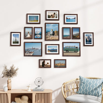 Vittanly 15 Pack Picture Frames Collage Wall Decor for Mounting or Tabletop Display, Gallery Frame Set for Family, Multi Sizes Including 3pcs 8x10, 6pcs 5x7, 6pcs 4x6, Black