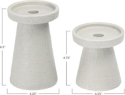 Main + Mesa Stoneware Pillar & Taper Candle Holders, Set of 2