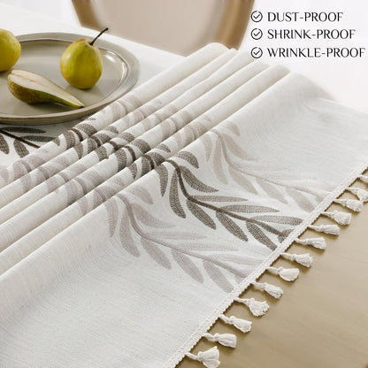 Softalker Outdoor Tablecloth Rectangle, Waterproof Linen Cotton Farmhouse Table Cloths with Tassel, Heavy Weight Wrinkle Free Boho Table Cover for Picnic Camping Dining - 55 x 70 Inch, Coffee Lines