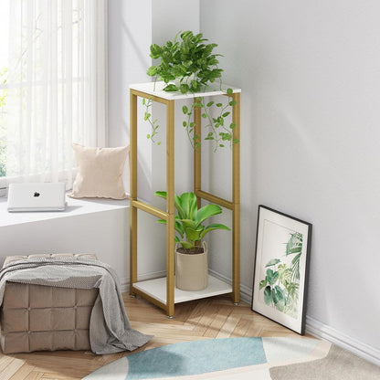 Plant Stand Indoor Corner Tall 2 Tier Metal Modern Flower Storage Plant Shelf Holder for Living Room Balcony Garden,Black (2 Tier-Black Round)