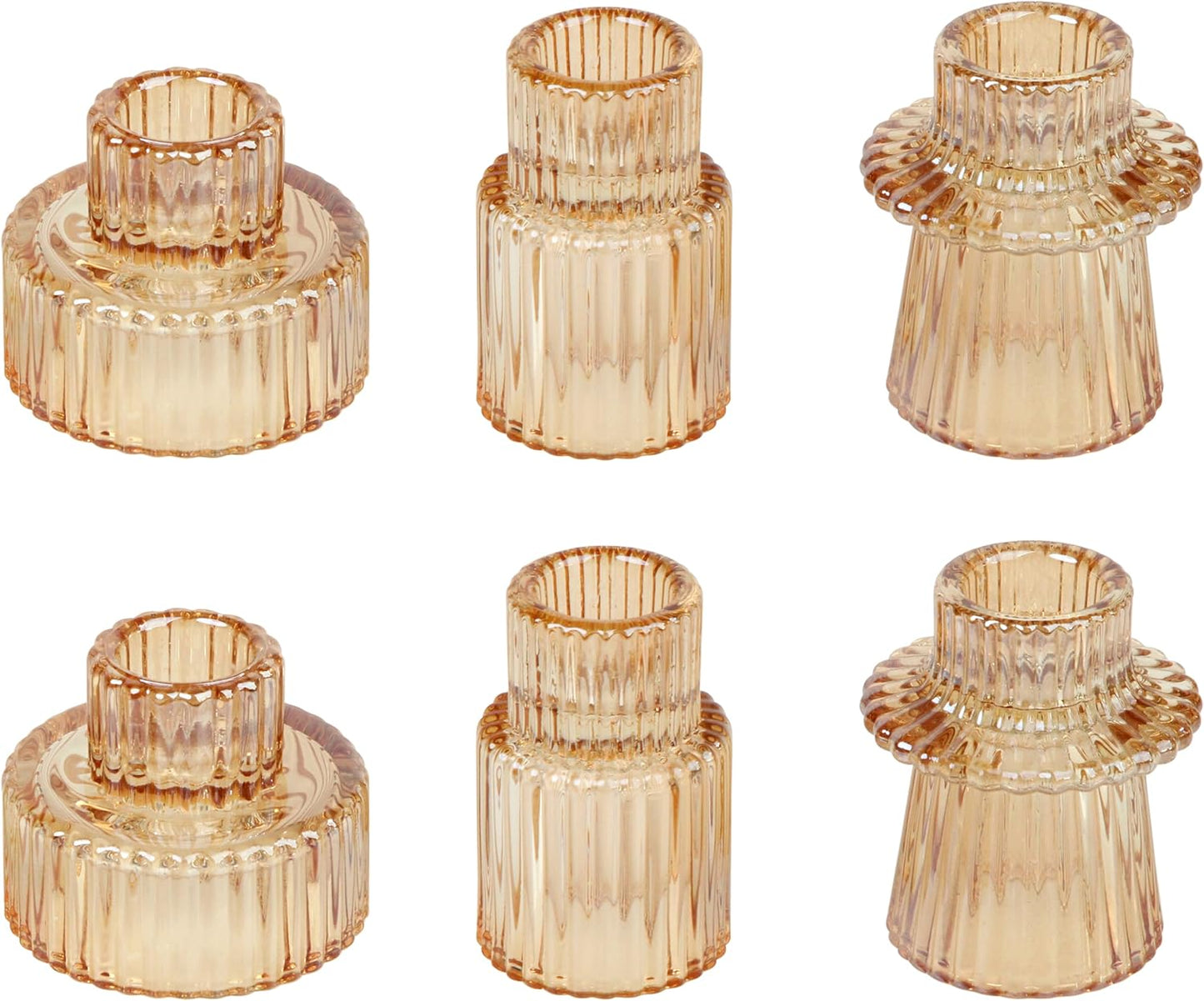 Vixdonos Taper Glass Candlestick Holders Tealight Candle Holders for Table Centerpieces, Wedding Decor and Dinner Party (6 Pcs, Green)