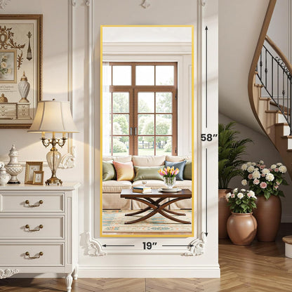 OLIXIS Black Arched Full Length Mirror 60"x16" for Bedroom, Full Body Mirror with Stand, Hanging or Leaning for Wall, Aluminum Alloy Thin Frame Floor Standing for Living Room