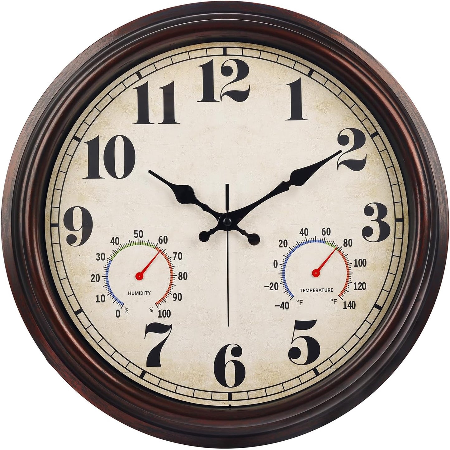 JENLYSTIME 12 Inch Indoor/Outdoor Retro Waterproof Wall Clock with Thermometer Silent Round Quartz Battery Operated Easy to Read Decorative for Kitchen Patio,Bathroom,Deck,Porch,Pool(Blue)