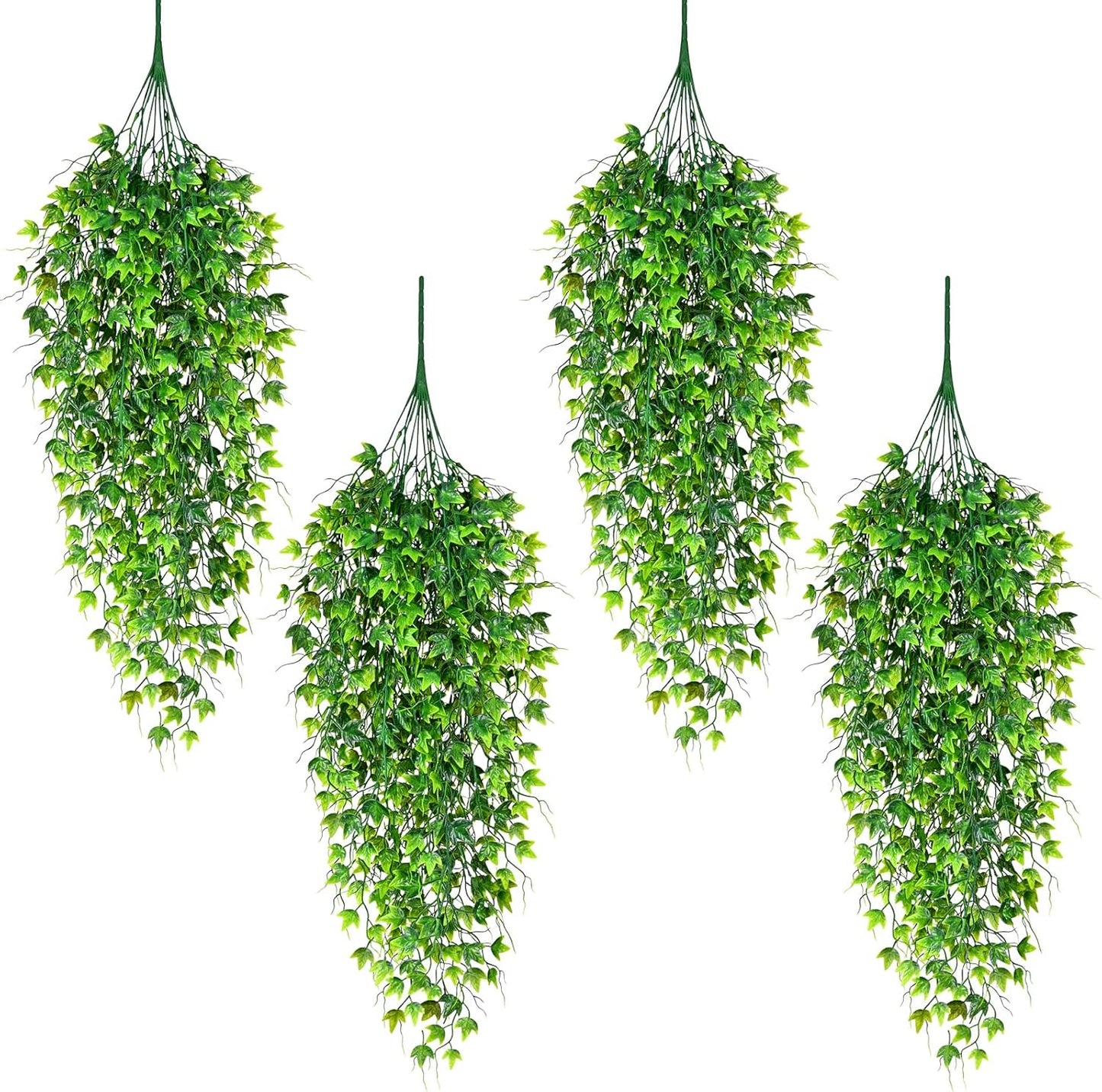 Waipfaru 4Pcs Fake Hanging Plants 2.7ft Fake Plants Eucalyptus Leaves UV Resistant Fake Vines Ivy Artificial Plants Outdoor Faux Plants Indoor Bedroom Living Room Boho Wall Porch Shelf Decor