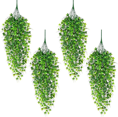 Waipfaru 4Pcs Fake Hanging Plants 2.7ft Fake Plants Eucalyptus Leaves UV Resistant Fake Vines Ivy Artificial Plants Outdoor Faux Plants Indoor Bedroom Living Room Boho Wall Porch Shelf Decor