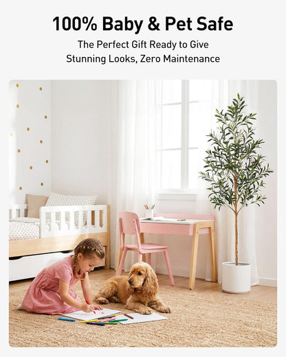 FLOWORLD 6FT Olive Trees Artificial Indoor, Tall Faux Olive Tree 6FT (72in) with Natural Wood Trunk & Realistic Olives, Stable Base, Pet Friendly Artificial Plant for Home Office, Living Room, Outdoor