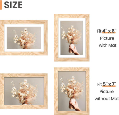 upsimples 5x7 Picture Frame Set of 10, Display Pictures 4x6 with Mat or 5x7 Without, Multi Photo Frames Collage for Wall or Tabletop Display, Black