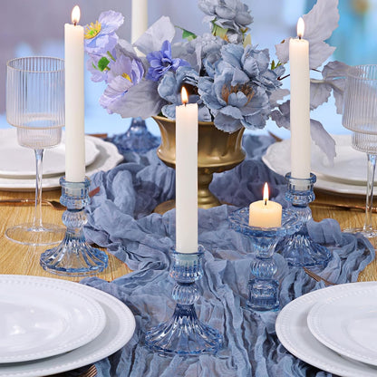 DARJEN Candlestick Holders Set,12Pcs 4" H Taper Candle Holders Bulk, Clear Glass Candle Holders for Wedding, Spring Party, Romantic Dinner, Festival & Windowsill Decor