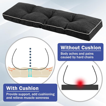 IPYNBAP Bench Cushion, 42 x 16 Inch Patio Furniture Cushions with Durable Ties, Soft Memory Foam Bench Cushions for Indoor/Outdoor Furniture with Non-Slip Bottom, Kitchen&Dining, Dark Grey