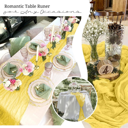 10 Pack Beige Cheesecloth Table Runner 17x108 Inch Boho Gauze Cheese Cloth Table Runners for Wedding Party Baby Shower Birthday Home Decor