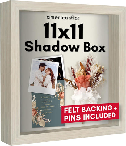 Americanflat 12x16 Shadow Box Frame with Polished Plexiglass - Silhouette Collection - Large Shadow Box Display Case for Tabletop and Wall Display - Black with Soft Felt Back