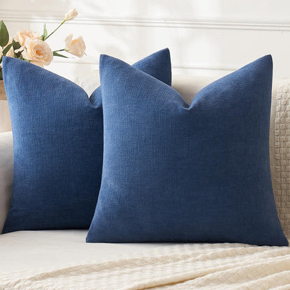 MIULEE Olive Green Couch Pillow Covers 18x18 Inch, Set of 2 Soft Chenille Decorative Square Throw Pillow Covers Farmhouse for Sofa Living Room Bed