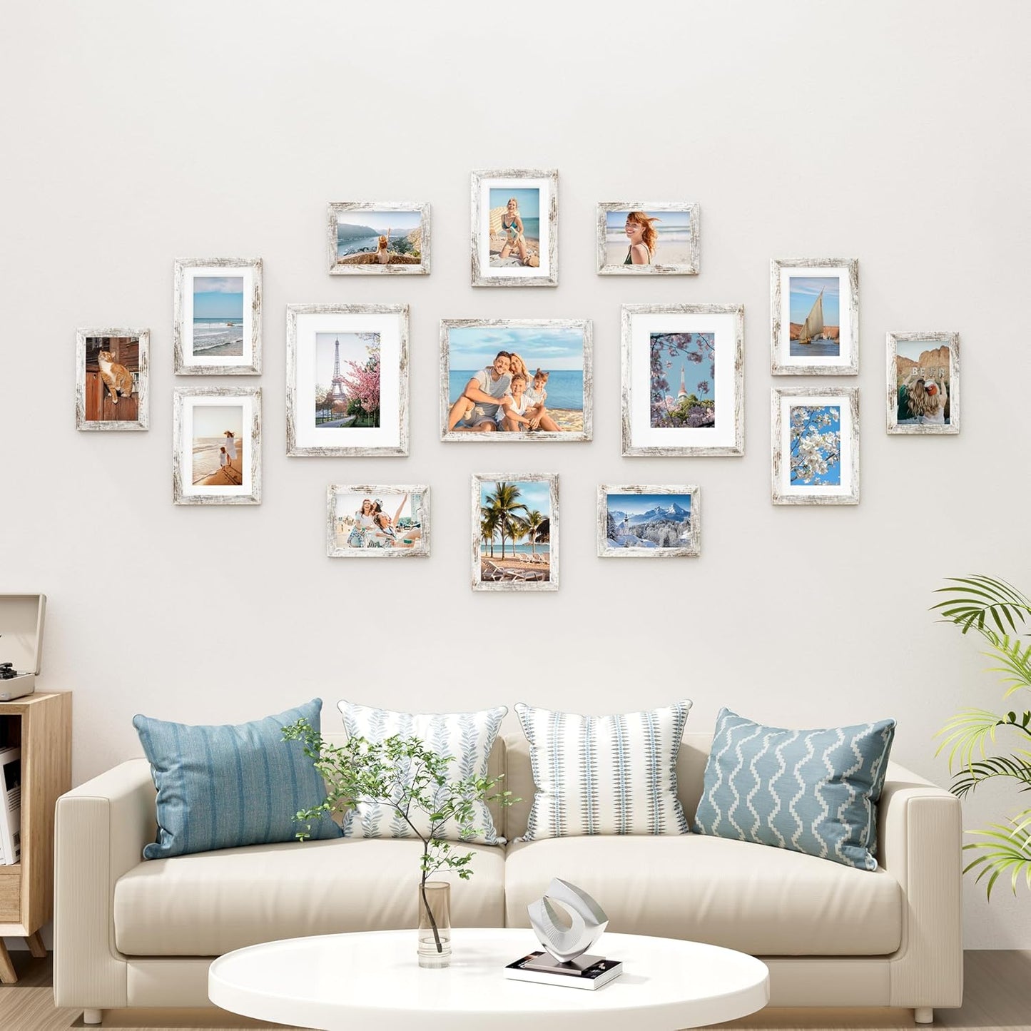 Vittanly 15 Pack Picture Frames Collage Wall Decor for Mounting or Tabletop Display, Gallery Frame Set for Family, Multi Sizes Including 3pcs 8x10, 6pcs 5x7, 6pcs 4x6, Black