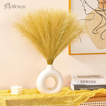 50pcs Pampas Grass 17in for Living Room Decor, Blush Pink Pampas Grass Decor, Fluffy Pink Flowers for Home Birthday Bathroom Baby Shower Wall Bow Decor(Blush & Cream & Pink)