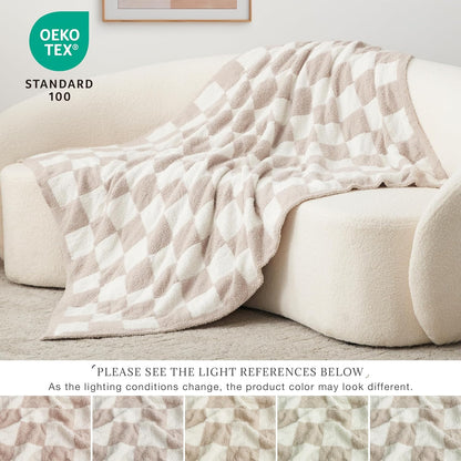 EXQ Home Fleece Throw Blanket for Couch or Bed - 3D Imitation Turtle Shell Jacquard Decorative Blankets - Cozy Soft Lightweight Fuzzy Flannel Blanket Suitable for All Seasons(50"×60",Beige)