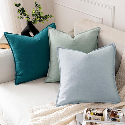 MIULEE Decorative Linen Euro Sham Pillow Covers 26x26 Cream White Boho Farmhouse Neutral Couch Throw Pillows for Bed Pack of 2 Accent Modern Pillowcase Sofa Livingroom Home Decor