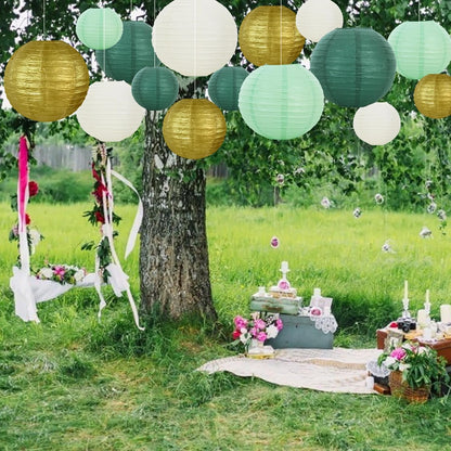 BEISHIDA 10Pcs White Paper Lanterns Decorative Chinese/Japanese Hanging Round Paper Lanterns Lamp for Birthday, Wedding, Christmas, Bridal, Home Decor, Party Decoration(Size of 4”, 6”, 8”, 10”)