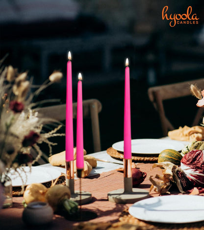 Hyoola Tall Taper Candles - 10 Inch Metallic Gold Unscented Dripless Taper Candles - 8 Hour Burn Time - 4 Pack