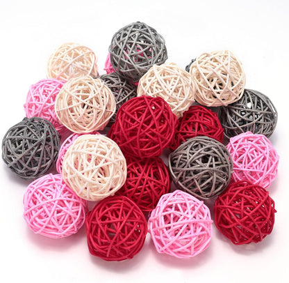 DomeStar 24PCS Brown Decorative Balls for Bowl Centerpiece, 2 Inch Rattan Balls Bowl Fillers Decor - Wicker Twig Orbs Spheres, Wedding Home Vase Table Decor