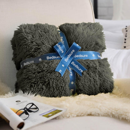 Bedsure GentleSoft Fluffy Fuzzy Faux Fur Throw Blanket for Couch, Soft Sherpa Fleece Cozy Gifts for Women, Plush Bed Blanket Room Decor for Men, Thick Warm Minky Teen Gifts Winter Bedding