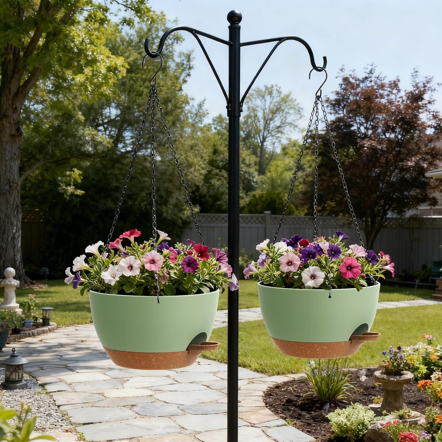 UOUZ 13 Inch 2 Pack Large Self Watering Hanging Planters for Indoor Outdoor Plants, Hanging Plant Pots with Removable 50 Oz Reservoir, Plastic Hanging Basket for Window Porch Garden Balcony, Black