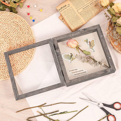 Califortree 8x10 Shadow Box Frame with Linen Back - Sturdy Rustic Memory Display Case of Flower, Pictures, Medals and More, White