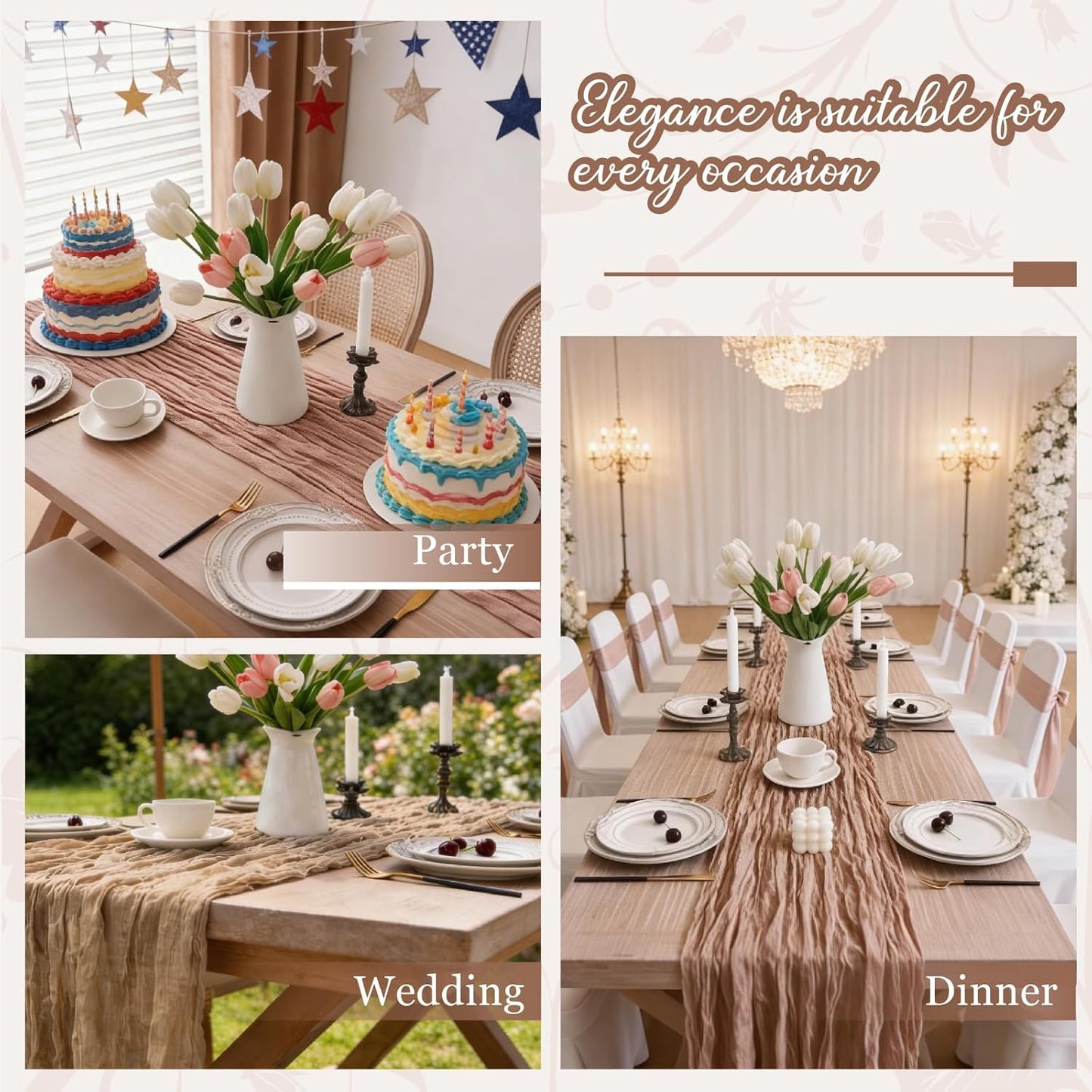 2pcs Cheesecloth Table Runner 120 Inches Pink Boho Gauze Cheese Cloth Runner 10FT Rustic Sheer Fall Table Runners for Thanksgiving Baby Shower Party Holiday Wedding Decoration