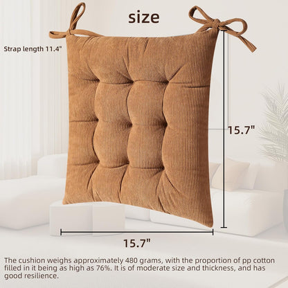 HLOVME Corduroy Chair Cushion with Ties Ultra Soft Warm Floor Cushion for Kids Reading Nook Comfortable Square Seat Cushion for Adult 15.7”x15.7”, White