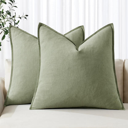 MIULEE Decorative Linen Euro Sham Pillow Covers 26x26 Cream White Boho Farmhouse Neutral Couch Throw Pillows for Bed Pack of 2 Accent Modern Pillowcase Sofa Livingroom Home Decor