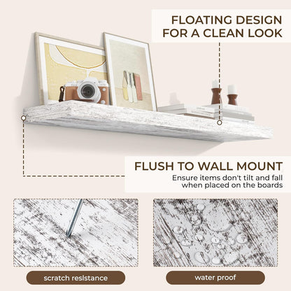 RICHFOCUS 72Inch Floating Shelves for Wall 2 Pack Shelves for Bedroom|Kitchen|Bathroom Wall Mounted Rustic Wood Floating Shelf with Invisible Brackets for Books|Storage|Decor, Rustic Brown
