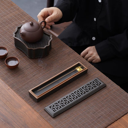 CEREMONY Incense Holder for Sticks, Ceramic Insence-Stick Holder Ash Catcher, Incense Holder Timkburner for Meditation Yoga Spa Room Incense Holder (Lever Brown)