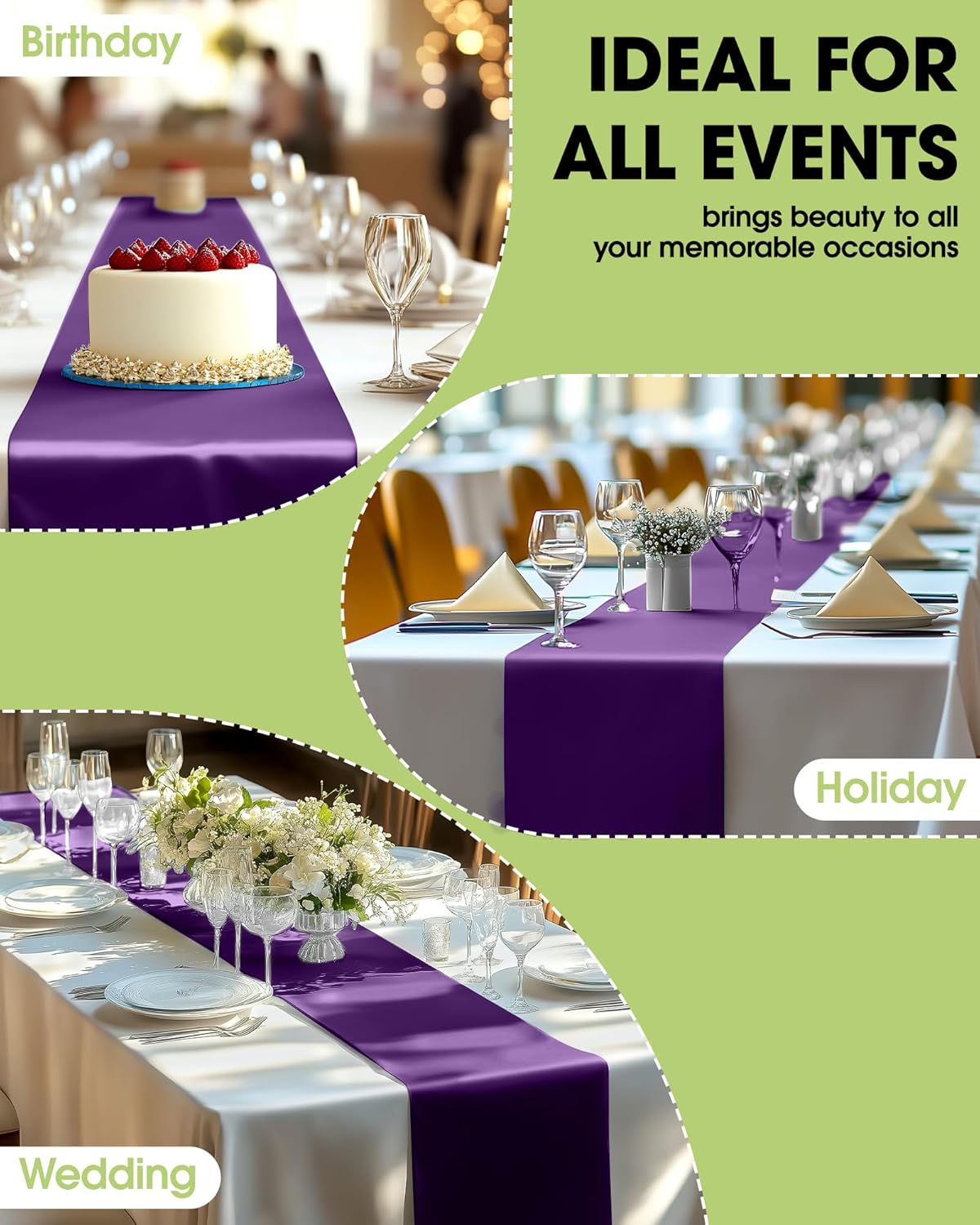 Pureegg Gold Plastic Table Runners - 10 Pack, 14'' x 108'', Water Resistant & Disposable Centerpiece Decorations for Table Cloth, Wedding, Birthday, Holiday, Baby Shower, Party, Home Decor
