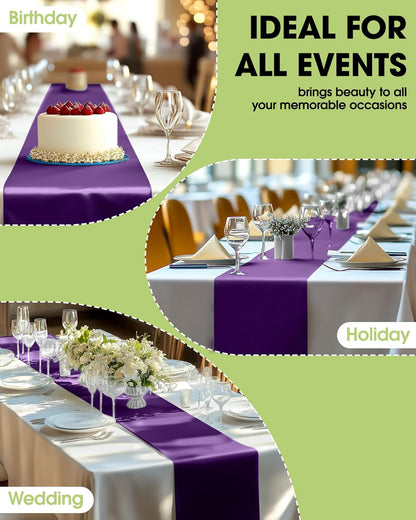 Pureegg Gold Plastic Table Runners - 10 Pack, 14'' x 108'', Water Resistant & Disposable Centerpiece Decorations for Table Cloth, Wedding, Birthday, Holiday, Baby Shower, Party, Home Decor