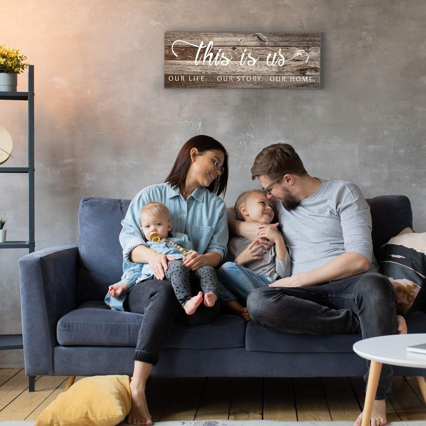 Jetec This Is Us Wall Sign Wooden Family Wall Plaques Inspiration Sign Farmhouse Entryway Rustic Plaques Art with Quotes for Living Room Bedroom Christmas Decorations(Antique White)