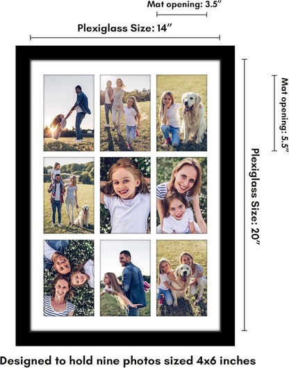Americanflat 4x6 Collage Picture Frame with Shatter-Resistant Glass - Fits Five 4x6 Photos or Use as One 11x14 Picture Frame - Signature Collection - Collage Frames for Wall Display - Black