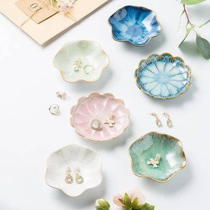 Jewelry Dish Tray, Ring Dish, Ceramic Trinket Tray, Key Bowl, Decorative Plate, for Friends Sisters Daughter Mother (Milky White)
