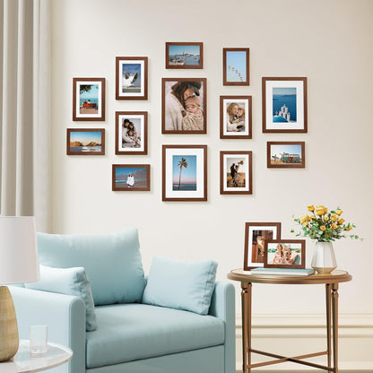 Vittanly 15 Pack Picture Frames Collage Wall Decor for Mounting or Tabletop Display, Gallery Frame Set for Family, Multi Sizes Including 3pcs 8x10, 6pcs 5x7, 6pcs 4x6, Black