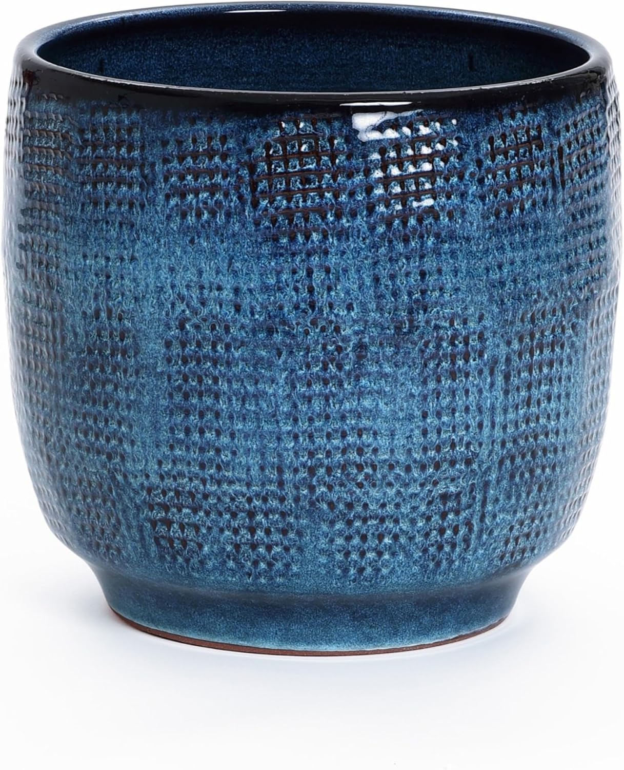 LuxenHome 15.75" Dia Large Ceramic Pots for Plants, Blue Glazed Planters for Outdoor Plants, Round Indoor Flower Pots with Drainage Hole and Rubber Plug for Home Garden Patio