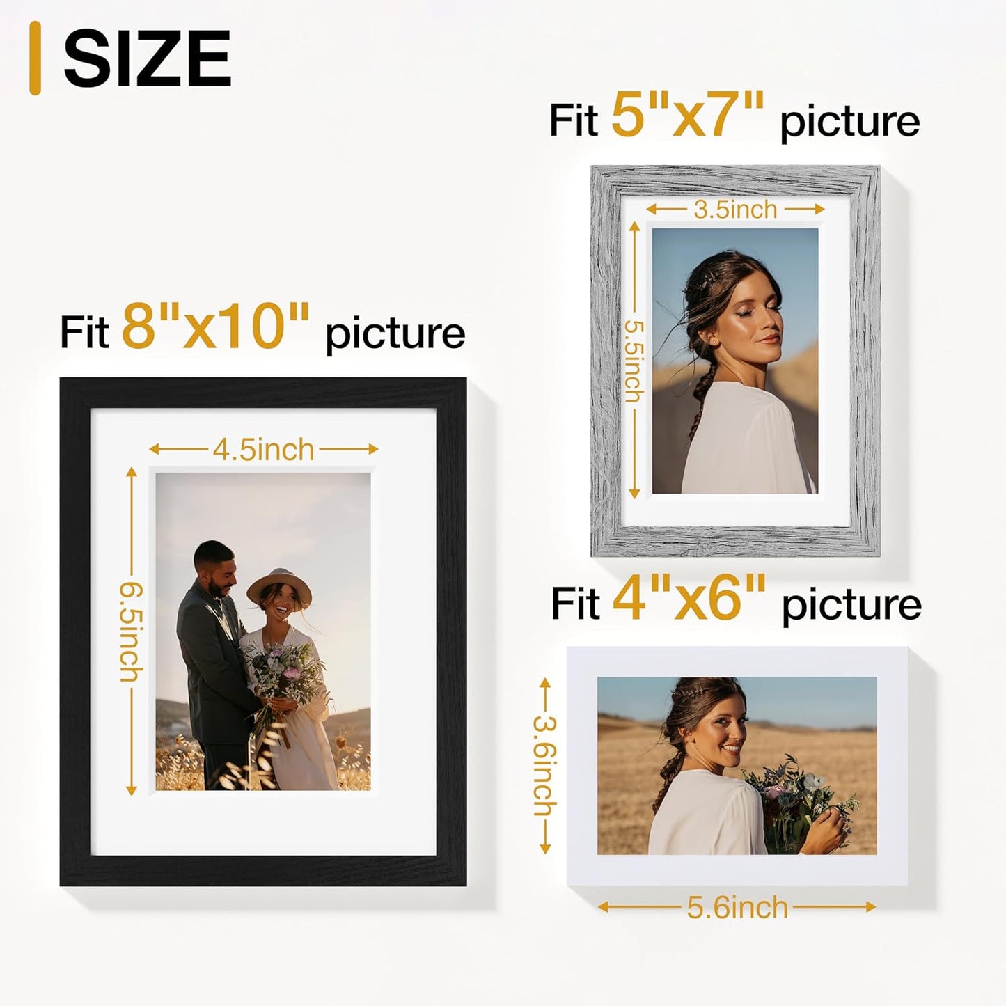 Vittanly 15 Pack Picture Frames Collage Wall Decor for Mounting or Tabletop Display, Gallery Frame Set for Family, Multi Sizes Including 3pcs 8x10, 6pcs 5x7, 6pcs 4x6, Black