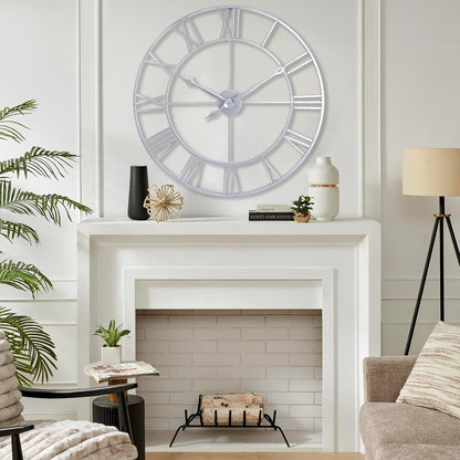 CLXEAST 30 Inch Large Wall Clock Modern, Oversized Roman Numeral Decorative Black Metal Wall Clock for Living Room Decor,House Warming Gifts New Home