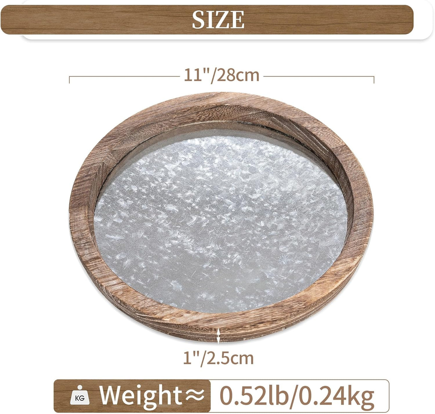 Hanobe Candle Plate Holder Tray: Round Wood Decorative Candle Plate - Rustic Farmhouse CoffeeTable Decor - Tealight Pillar Trays for Home Decor (Distressed)