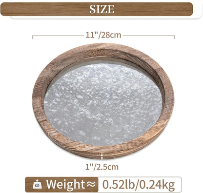 Hanobe Candle Plate Holder Tray: Round Wood Decorative Candle Plate - Rustic Farmhouse CoffeeTable Decor - Tealight Pillar Trays for Home Decor (Distressed)