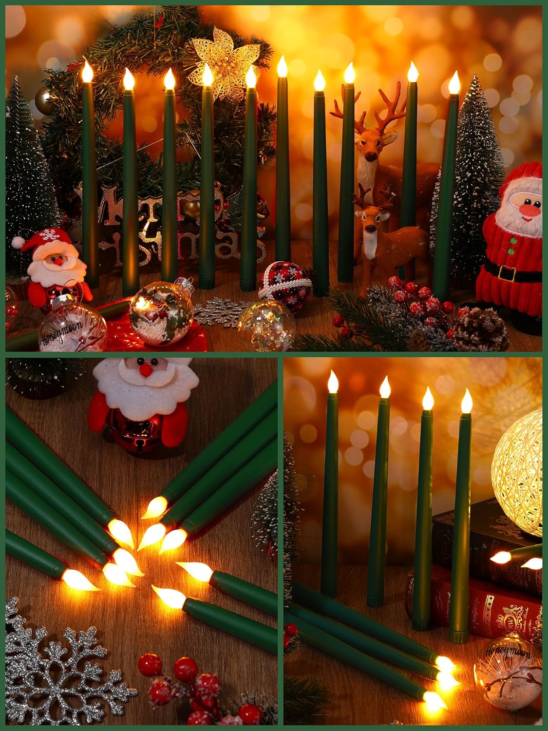 Treela 24 Pcs Flameless Taper Candles Battery Operated Bulk Fake Candles Light LED Candle Sticks Flickering Tapered for Easter Wedding Anniversary Decoration(Basic,11 Inch,Ivory)