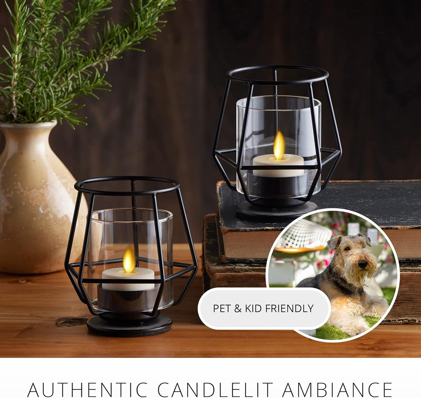 Luminara Flickering Flameless Pearl Ivory Tealights - Warm LED Light Flame Votives - Battery Operated Decor for Dining Room Table Centerpieces, Fireplace Mantel, Dinner Party, Reception - Set of 4