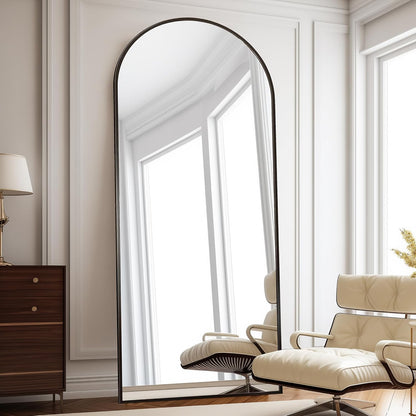 Mirror Full Length, 71"x26" Arched Full Length Mirror, Arch Mirror with Stand, Large Standing Mirrors, Oversized Full Body Mirrors with Aluminum Frame for Bedroom, Living Room (White)