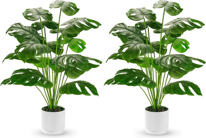 Der Rose 28" Fake Plants Large Artificial Monstera Faux Potted Plants Indoor Tall for Outdoor Living Room House Floor Front Porch Tree Decor