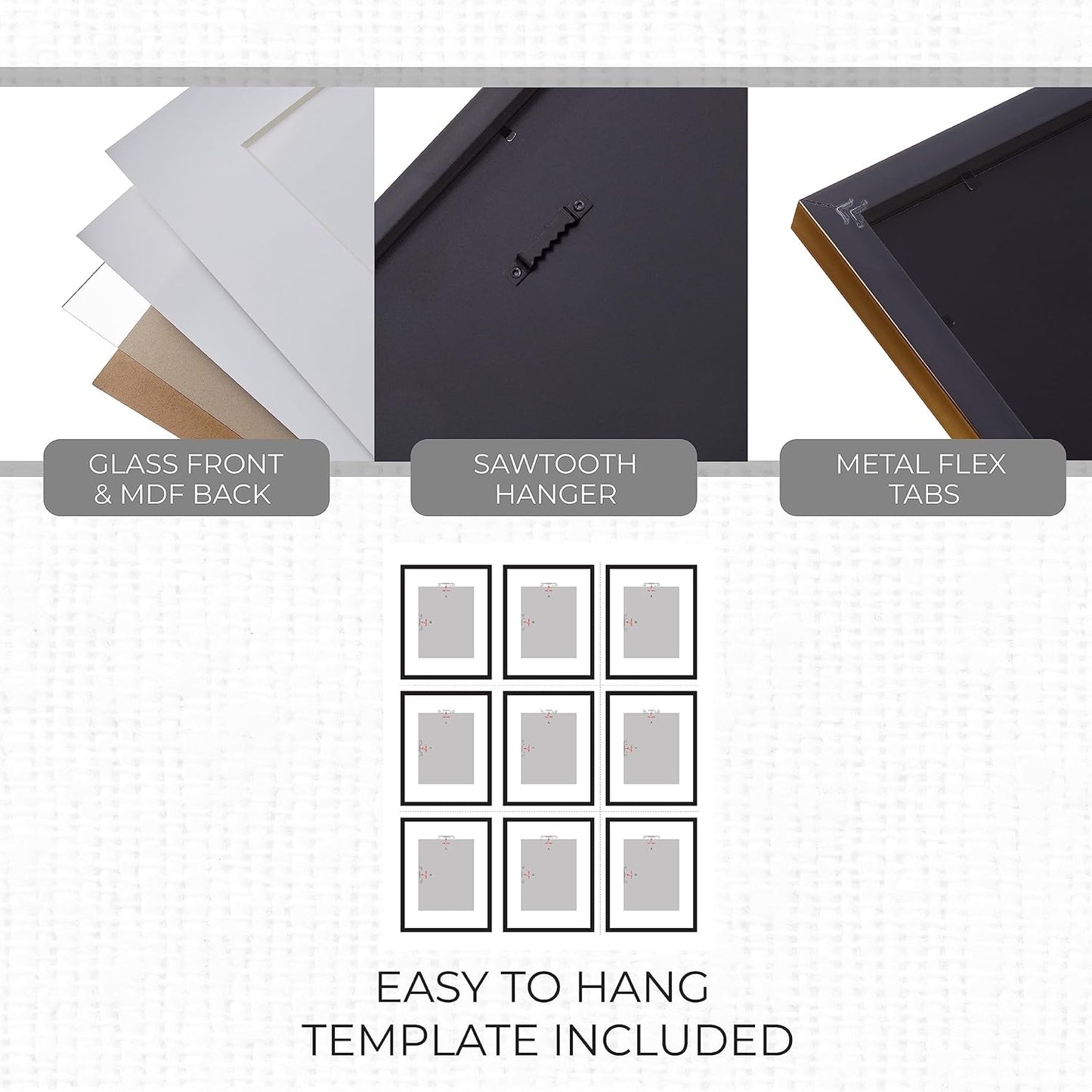 Sheffield Home 9 Piece Gallery Wall Frame Set, 11x14 in. matted to 8x10 in. (Matte Black)