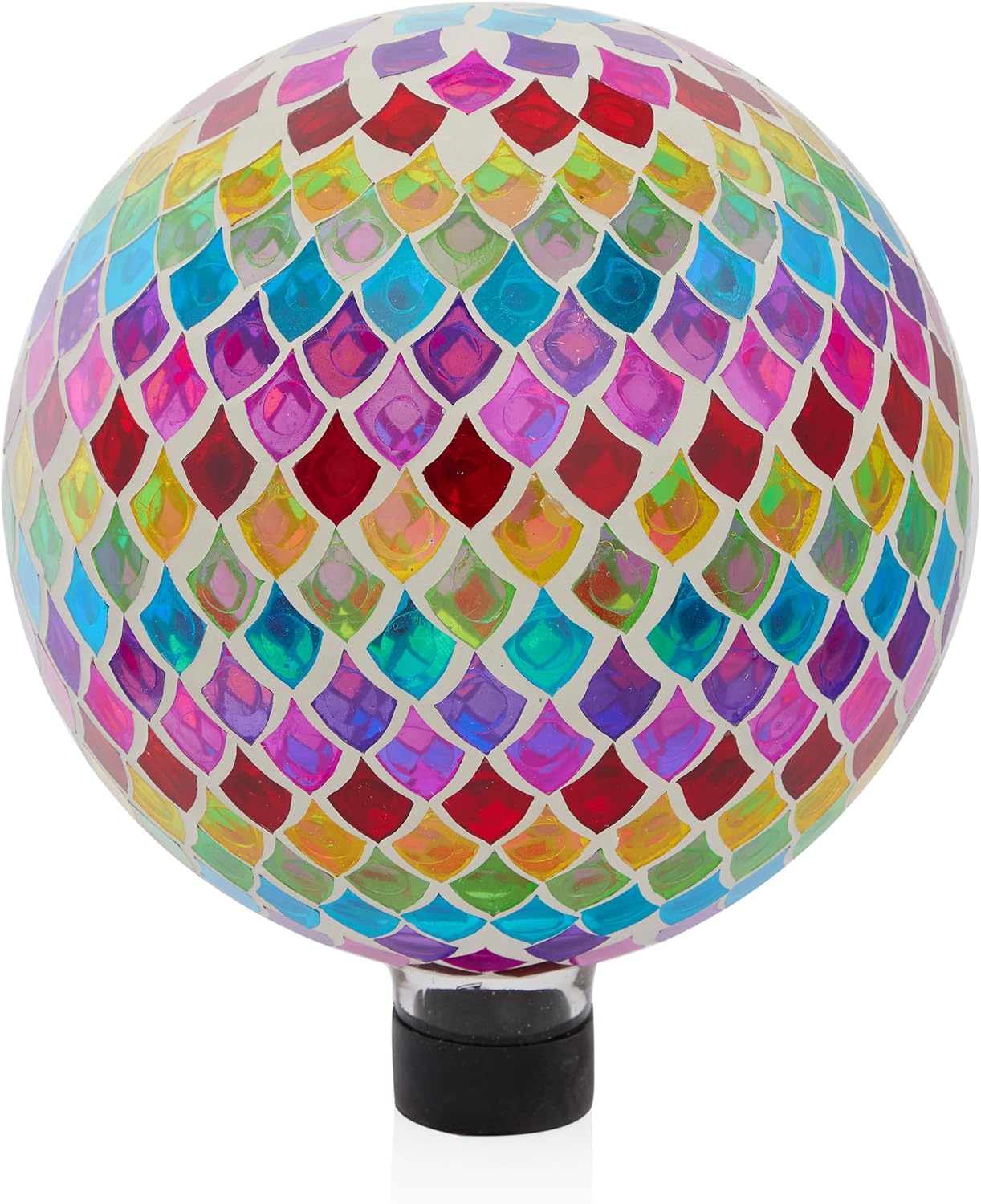 Alpine Corporation 10" Diameter Indoor/Outdoor Glass Mosaic Gazing Globe Yard Decoration, Purple Pearlized Petals Design