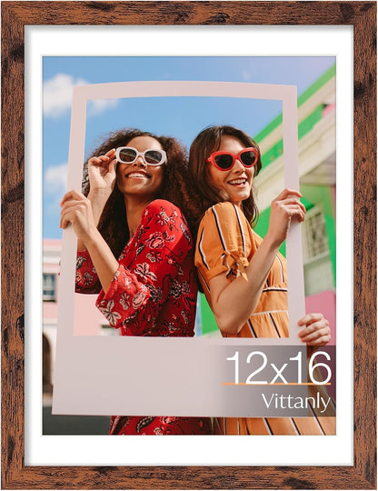 Vittanly 11x14 Picture Frame, Display Pictures 8x10 with Mat or 11x14 without Mat, Photo Frame for Wall Mounting, Black, 1 Pack - Colors A